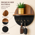 Modern Round Wooden Key Holder with Shelf | Walnut Finish